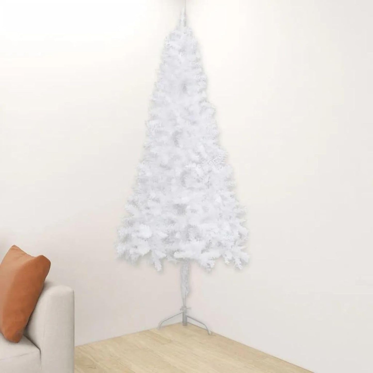 Weihnachtsbaum Künstlich Weiß Klein | Schnee-Optik 150 cm | Halbes Design Für Wenig Platz | Künstlicher Christbaum