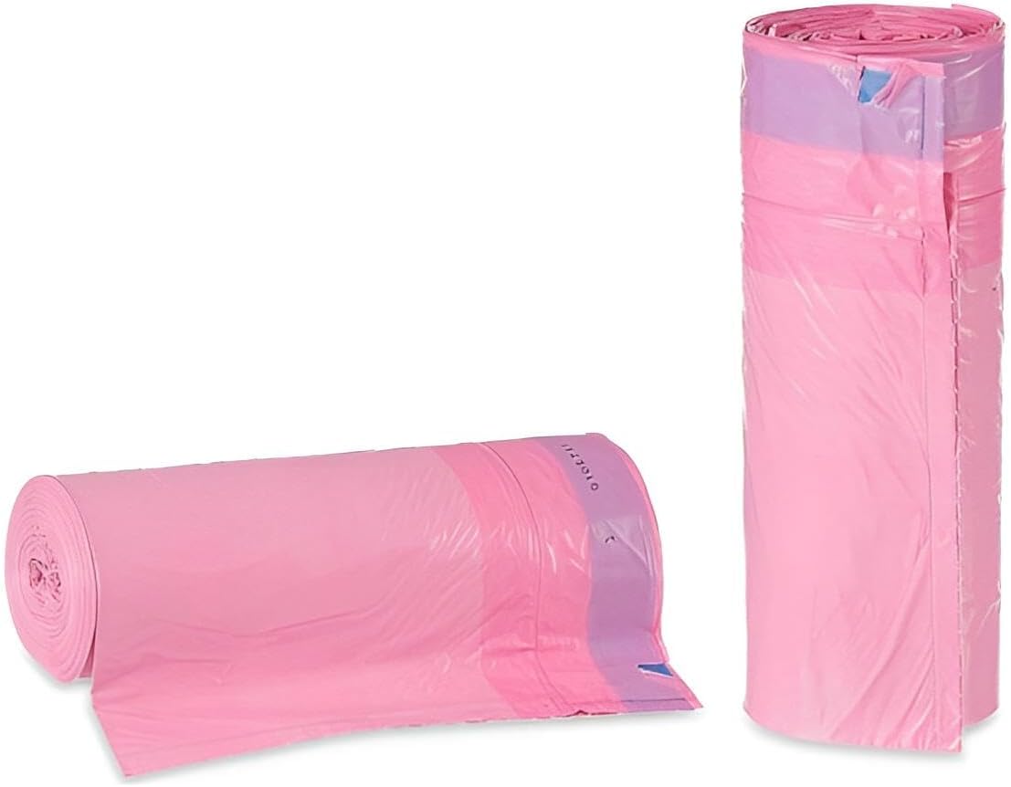 Müllsäcke 30l mit Zugband reißfest extra stark | Müllbeutel mit Duft & Anti-Tropf-System 300 Stück | 30 Rollen mit je 15 Säcken Angebot (Pink)