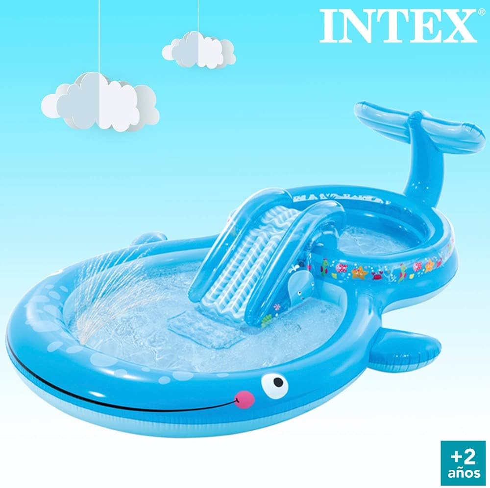 Intex Wasserspielzentrum, 373x234x99 cm, 235 Liter, 81 kg, gepolsterter Boden, Schwimmbad mit Rutsche, mit Sprühgerät, Kinderpool