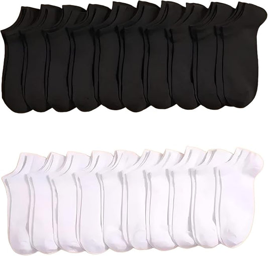 10 Paar Sneaker Socken in Schwarz oder Weiß | Füßlinge Größe 39-44 | Sneakersocken für Damen & Herren | Sportsocken & Laufsocken (Schwarz, DE/NL/SE/PL, Numerisch, 39, 44, Regular, Kurz)