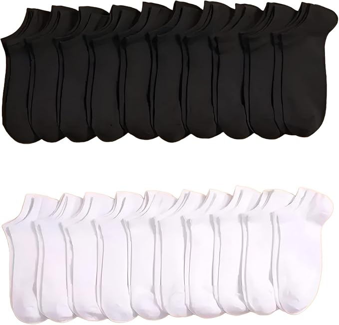 10 Paar Sneaker Socken in Schwarz oder Weiß | Füßlinge Größe 39-44 | Sneakersocken für Damen & Herren | Sportsocken & Laufsocken (Weiß, DE/NL/SE/PL, Numerisch, 39, 44, Regular, Kurz)