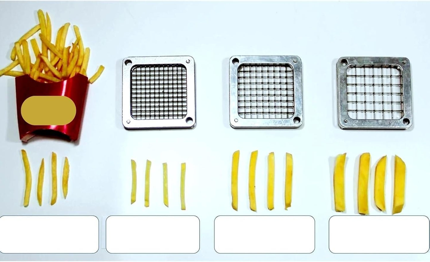 Profi Pommesschneider Edelstahl Gastro 100 kg/Stunde | Kartoffelschneider Maschine 7, 10 & 14 mm Klingen | Multi-Gemüseschneider