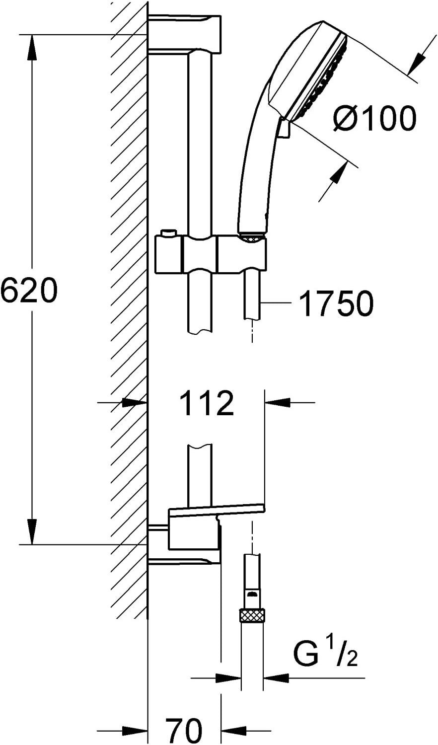 GROHE Tempesta Cosmopolitan 100 - Brausegarnitur (wassersparend, 3 Strahlarten, perfektes Strahlbild, Antikalk- System), chrom