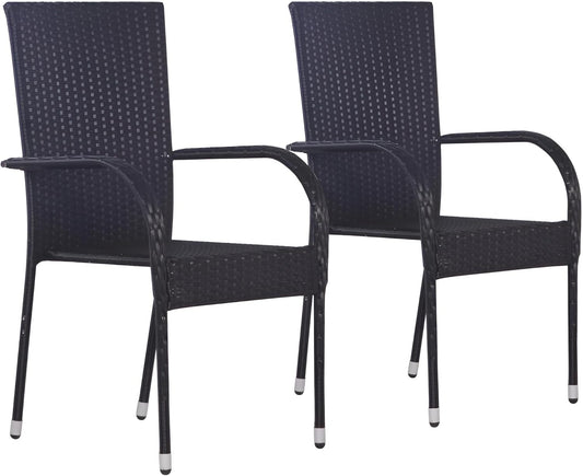 Gartenstühle stapelbar Polyrattan 2er, 4er oder 6er Set | Wetterfeste Stühle aus Rattan | Essstühle Kunststoff (2)