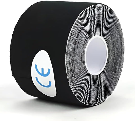 Kinesiotape 2,5cm breit, 15 m lang | 3 Rollen à 5 m Kinesio Tape für Sport & Alltag | Kinesiotapes in Pink, Weiß, Schwarz & Blau | Physiotape wasserfest (Schwarz)