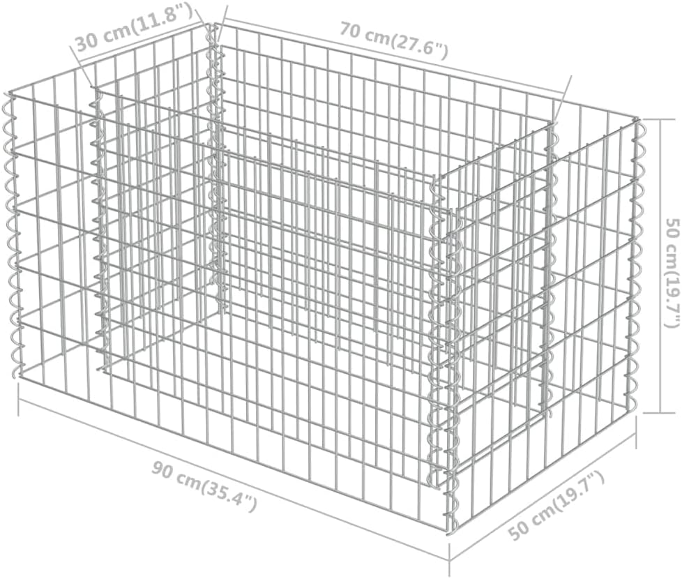 Gabionenkörbe & Gabionengitter Hochbeet klein & schmal | 50x50x50 oder 90x50x50 cm (90x50x50)