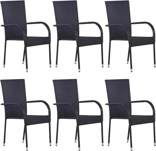 Gartenstühle stapelbar Polyrattan 2er, 4er oder 6er Set | Wetterfeste Stühle aus Rattan | Essstühle Kunststoff (6)