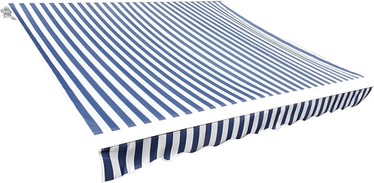 Markisenbespannung 350x250 cm wasserdicht | Wasserabweisender Markisenstoff | Blau, Creme oder Anthrazit (Blau-Weiß)