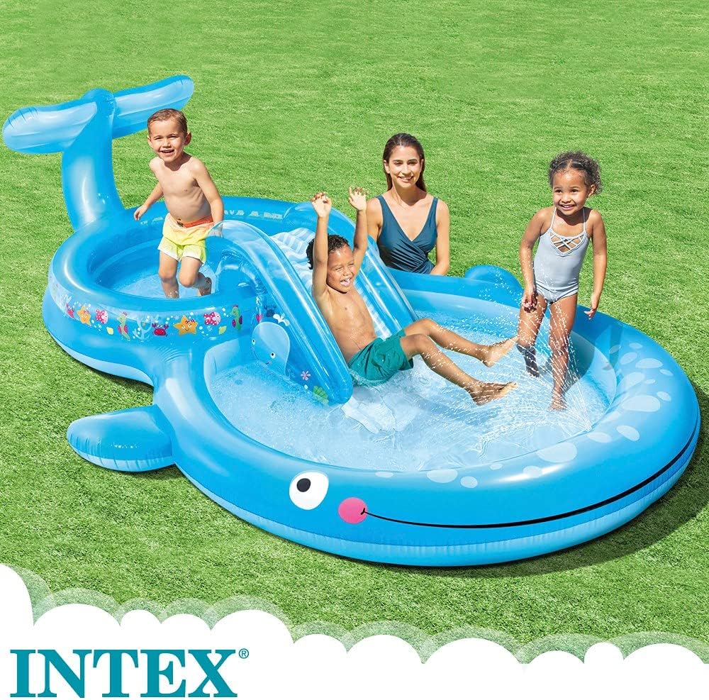 Intex Wasserspielzentrum, 373x234x99 cm, 235 Liter, 81 kg, gepolsterter Boden, Schwimmbad mit Rutsche, mit Sprühgerät, Kinderpool