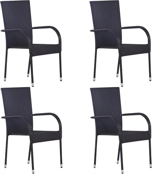 Gartenstühle stapelbar Polyrattan 2er, 4er oder 6er Set | Wetterfeste Stühle aus Rattan | Essstühle Kunststoff (4)