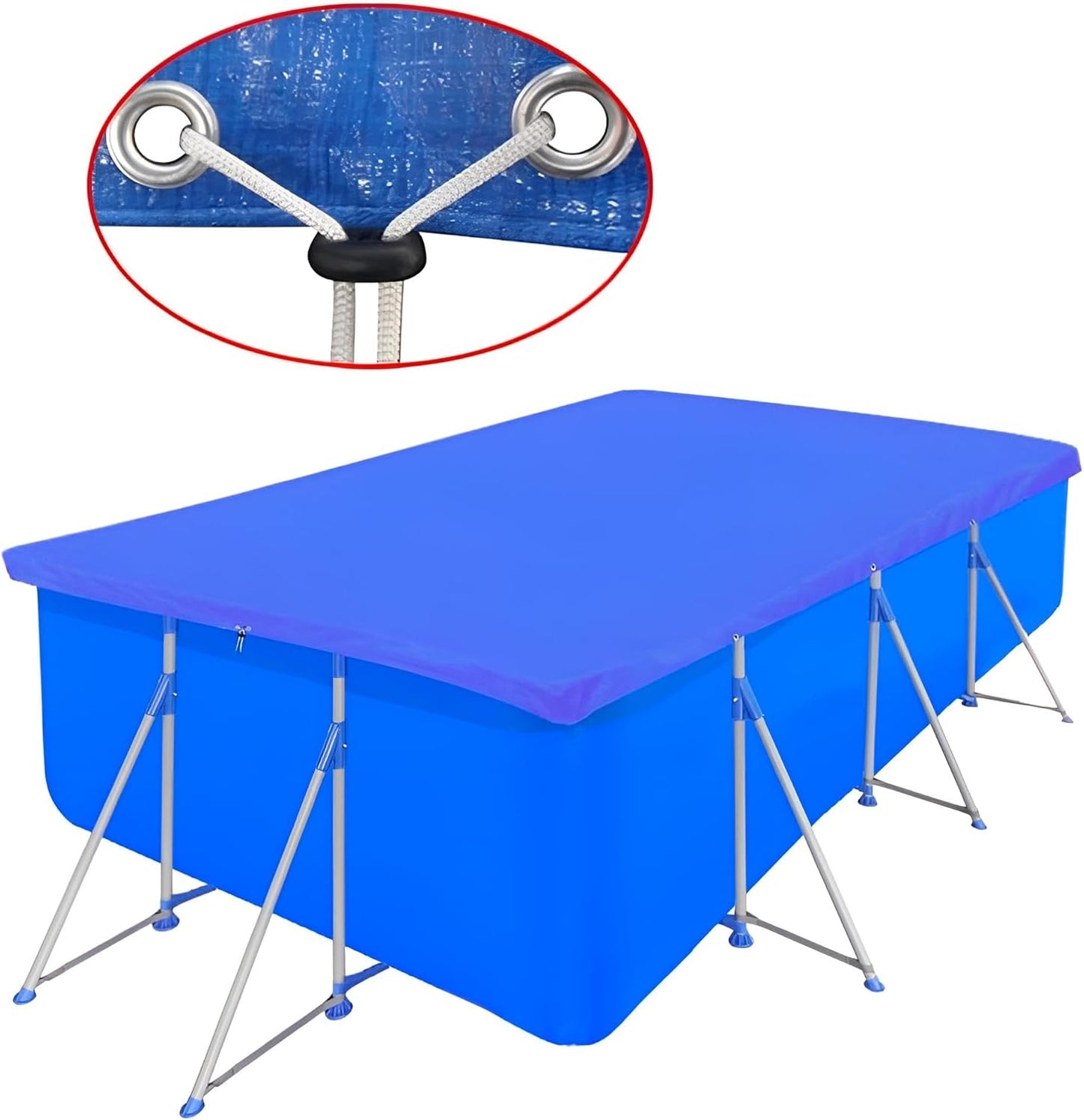 Poolabdeckung Winter rechteckig 4x2 | Abdeckplane 400x207 cm aus PE in Blau | Poolplane Winterfest | Winterabdeckung eckig