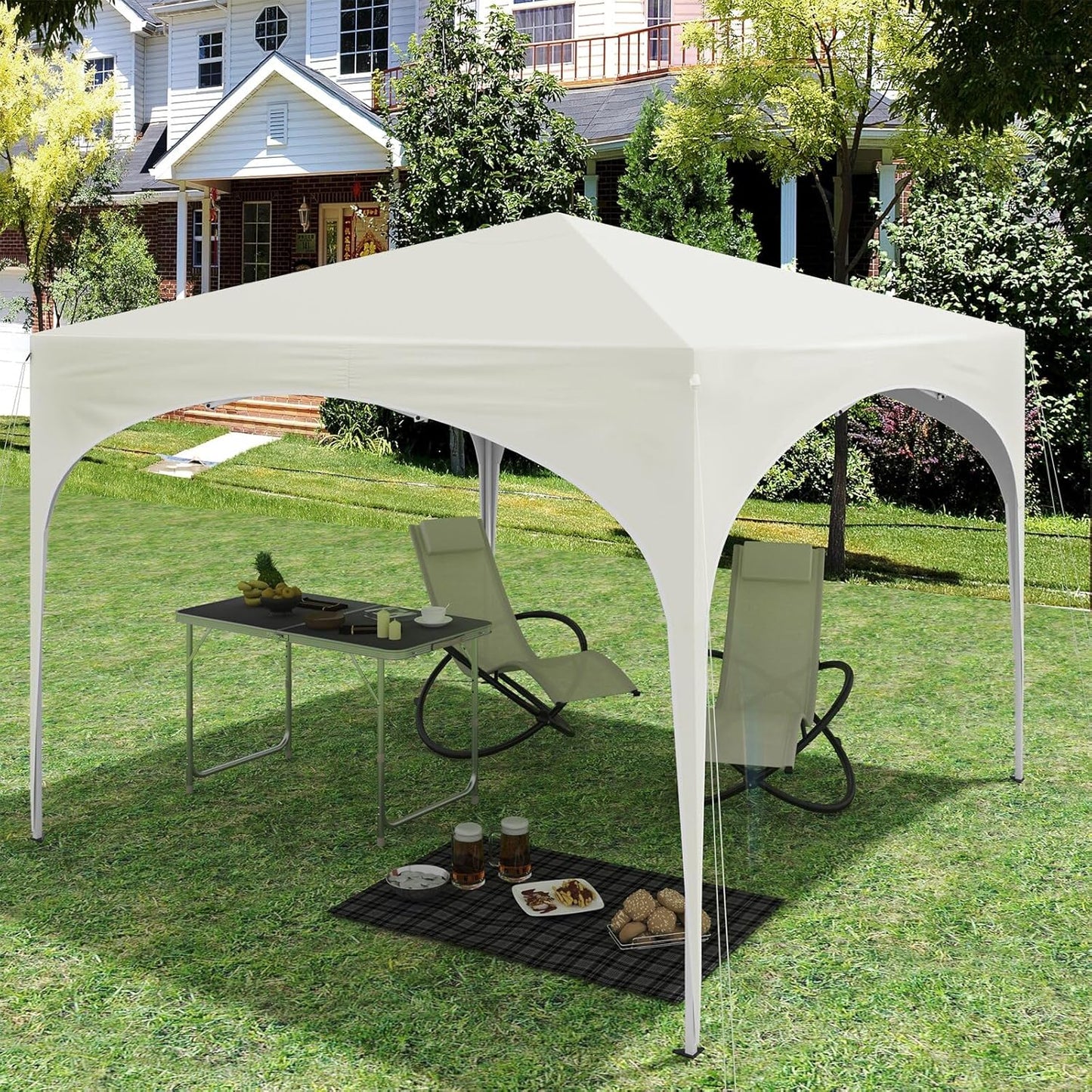 Pavillion klappbar 3x3m / Grau, Beige, Grün (Blau)