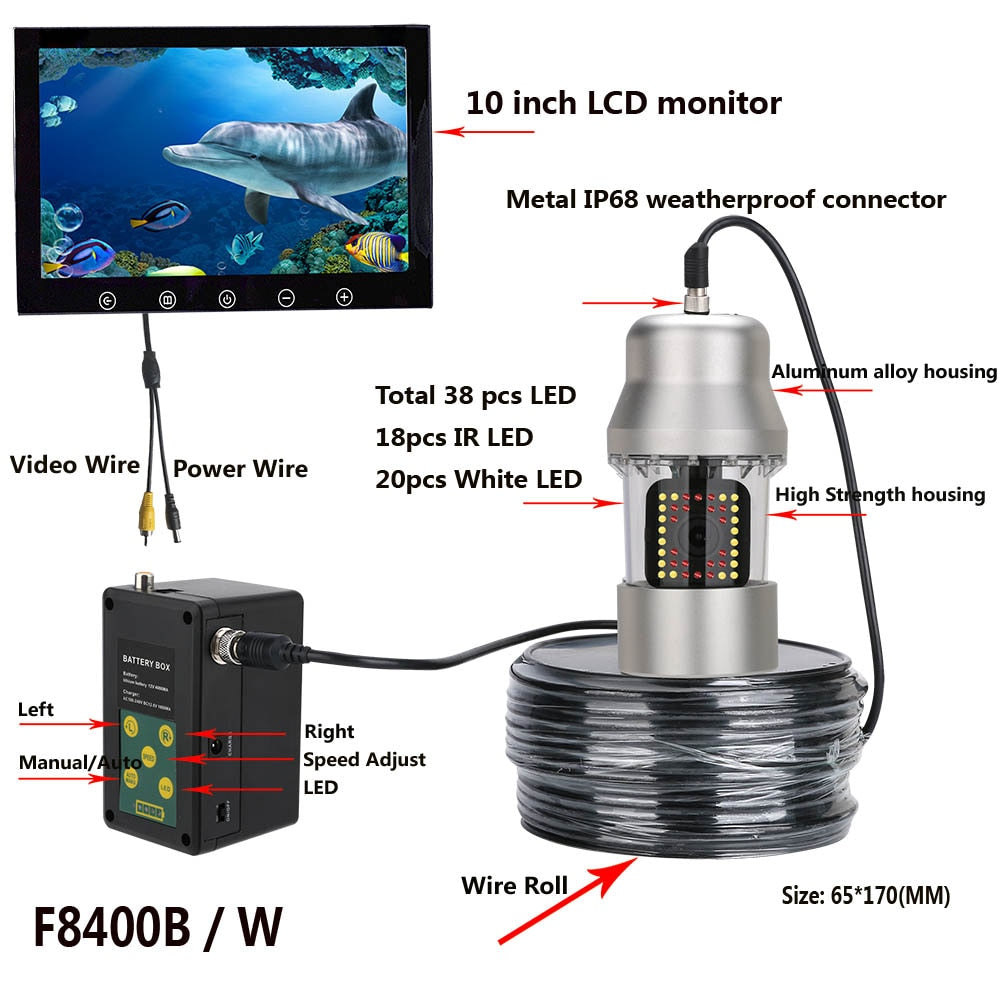 Unterwasserkamera zum Angeln | 360 Grad Live-Bild auf 10 Zoll Display | Im ABS-Koffer
