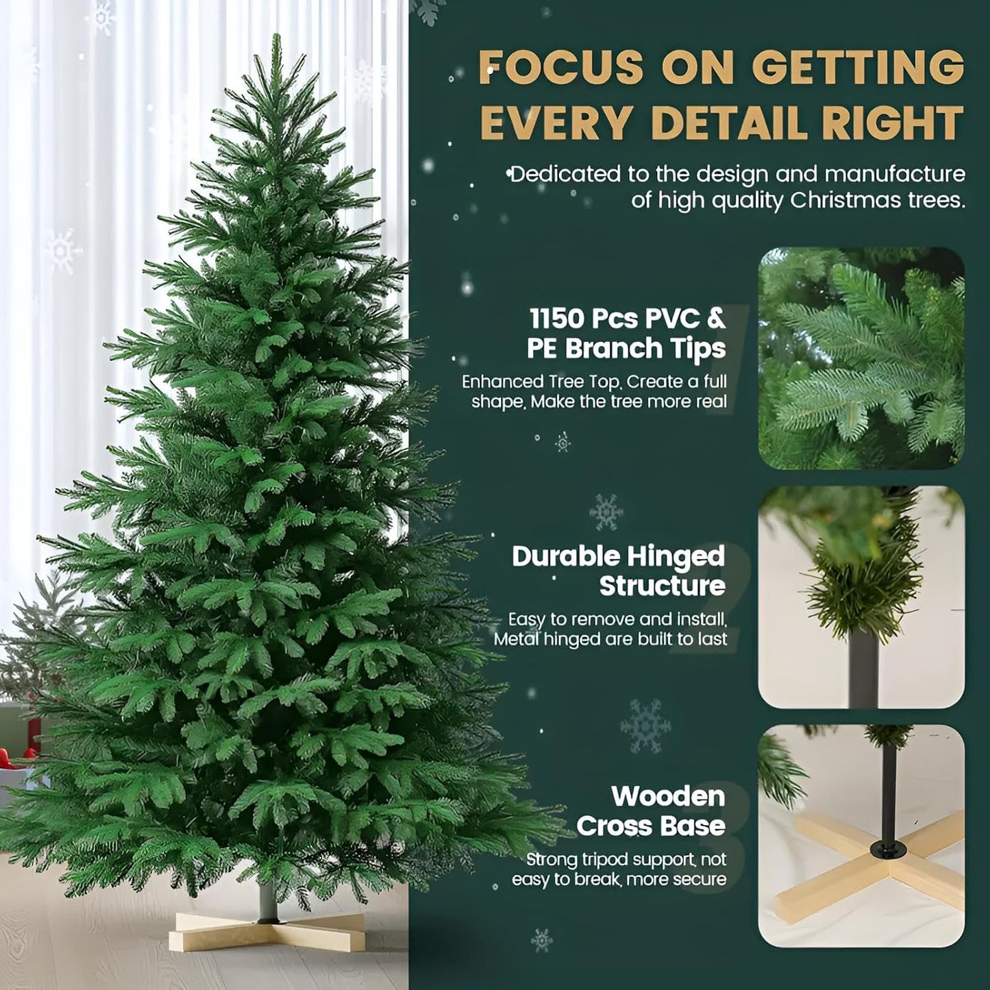 Weihnachtsbaum künstlich wie echt 150 cm Spritzguss PE & PVC