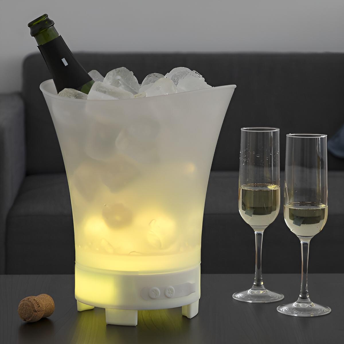 Premium Flaschenkühler Eiskühler mit LED-Licht | Eiskübel beleuchtet mit Musik