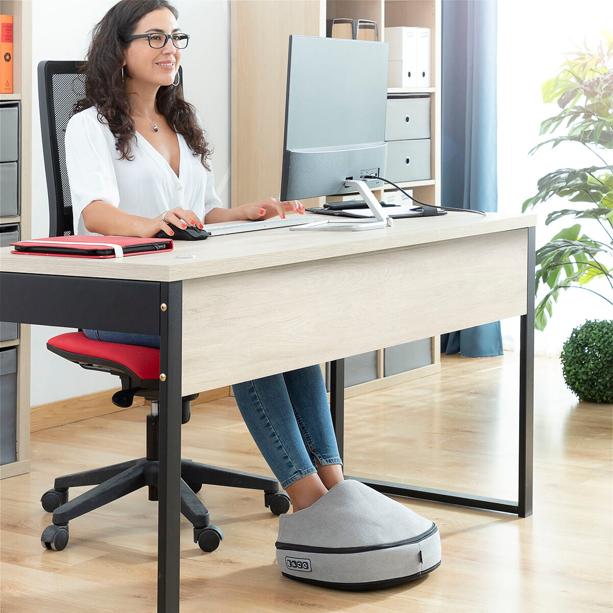 Premium Fußwärmer elektrisch mit Massage | Multifunktion für Schreibtisch, Sofa, Bett