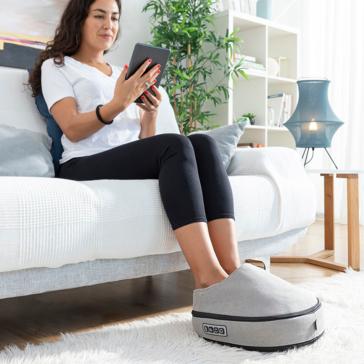 Premium Fußwärmer elektrisch mit Massage | Multifunktion für Schreibtisch, Sofa, Bett