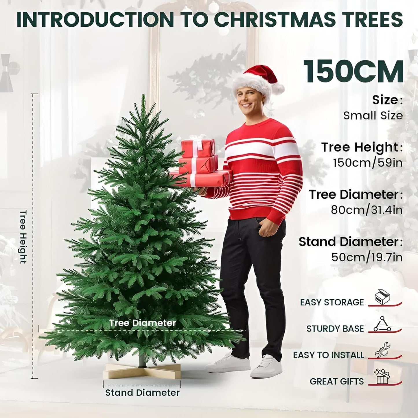 Weihnachtsbaum künstlich wie echt 150 cm Spritzguss PE & PVC