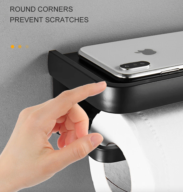 Toilettenpapierhalter ohne bohren | Klopapierhalter Schwarz, Silber & Weiß